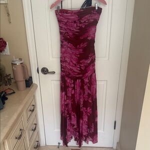 Retrofete Strapless Dress in Pink and Red